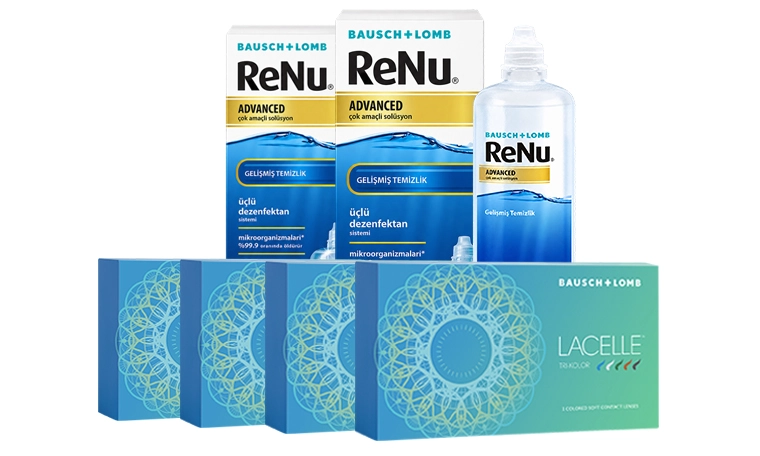 Lacelle Renkli Numarasız Kombi Set 4 Kutu (Renu Advanced Solüsyonlu) lens